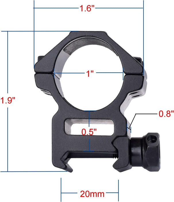 Anillos de alcance óptico de 1.000 in de 1 pulgada para soportes de alcance perfil medio, 2 piezas - Quierox - Tienda Online