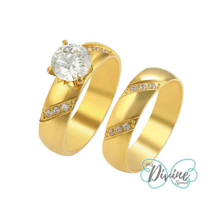 Anillos de boda para parejas de acero inoxidable con circonitas cúbicas - Quierox - Tienda Online