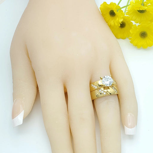 Anillos de boda para parejas de acero inoxidable con circonitas cúbicas - Quierox - Tienda Online