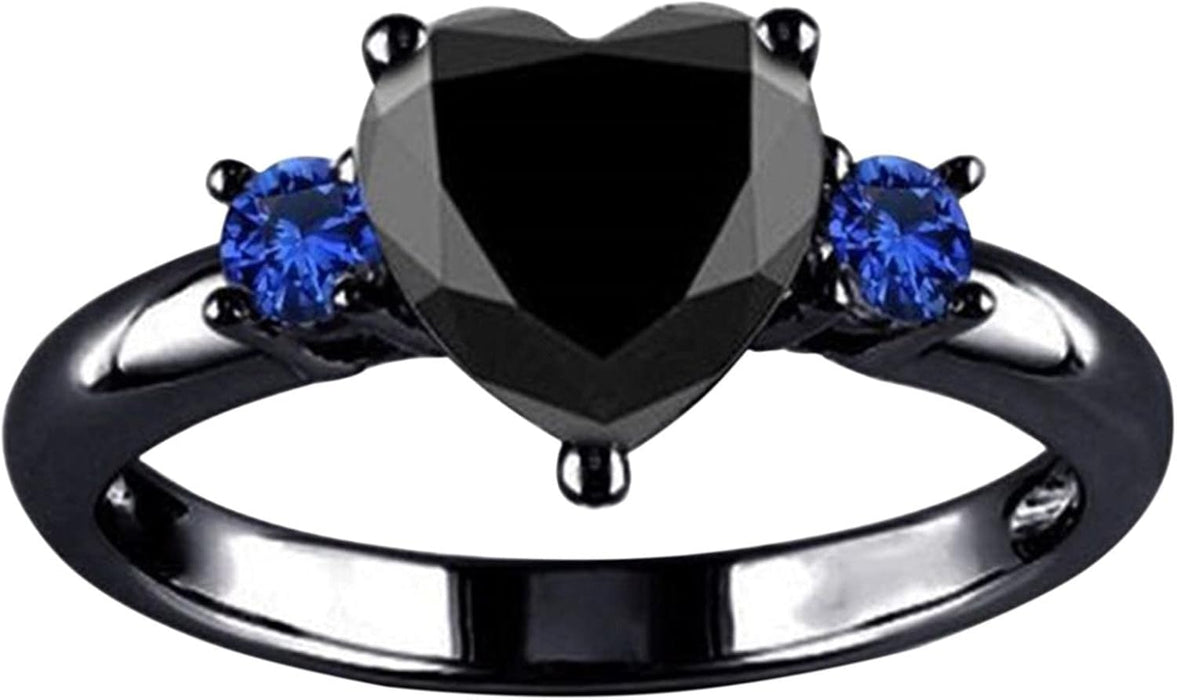 Anillos de compromiso con forma de corazón para mujer, diseño de zafiro gótico - Quierox - Tienda Online