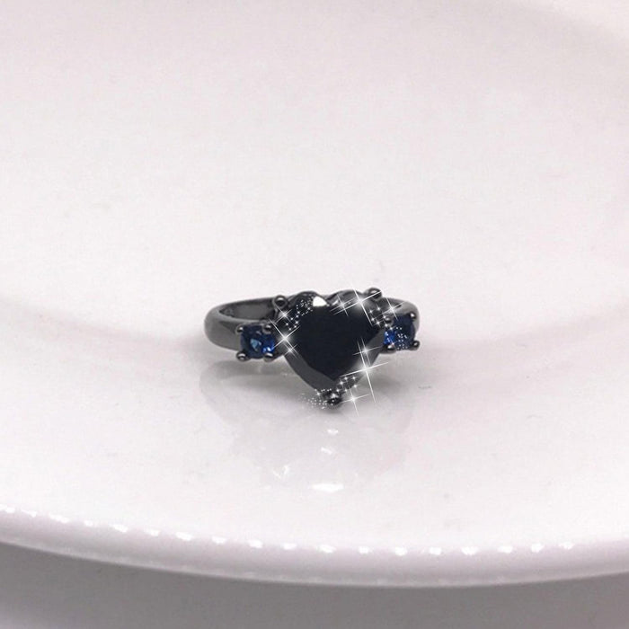 Anillos de compromiso con forma de corazón para mujer, diseño de zafiro gótico - Quierox - Tienda Online