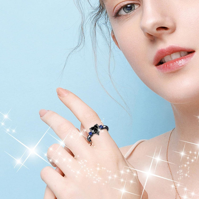 Anillos de compromiso con forma de corazón para mujer, diseño de zafiro gótico - Quierox - Tienda Online