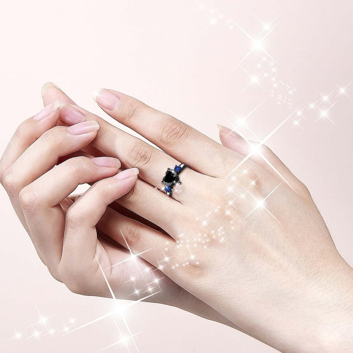 Anillos de compromiso con forma de corazón para mujer, diseño de zafiro gótico - Quierox - Tienda Online
