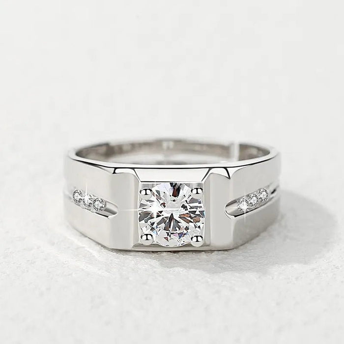 Anillos De Hombre Plateado de Caballero con diamante de imitacion - Quierox - Tienda Online