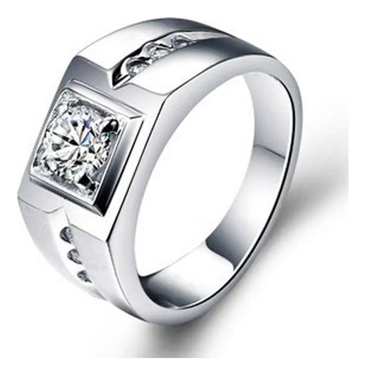 Anillos De Hombre Plateado de Caballero con diamante de imitacion - Quierox - Tienda Online