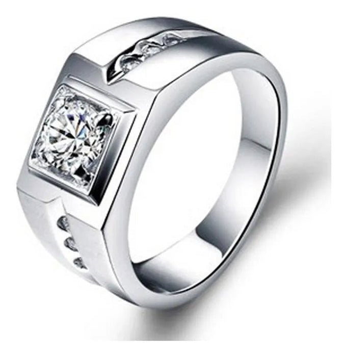 Anillos De Hombre Plateado de Caballero con diamante de imitacion - Quierox - Tienda Online