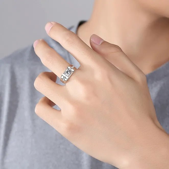 Anillos De Hombre Plateado de Caballero con diamante de imitacion - Quierox - Tienda Online