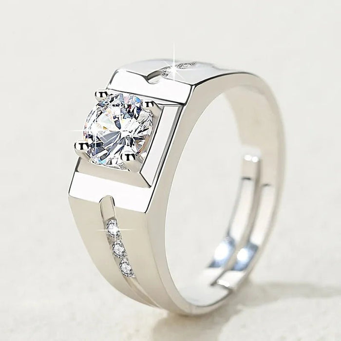 Anillos De Hombre Plateado de Caballero con diamante de imitacion - Quierox - Tienda Online