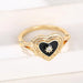 Anillos esmaltados de corazón negro con diseño de sol brillante - Quierox - Tienda Online