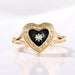 Anillos esmaltados de corazón negro con diseño de sol brillante - Quierox - Tienda Online