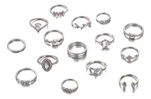 Anillos Set 15 Mujer Moderno Boho Hippie Chic - Quierox - Tienda Online