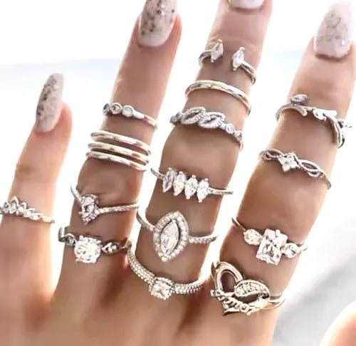 Anillos Set 15 Mujer Moderno Boho Hippie Chic - Quierox - Tienda Online