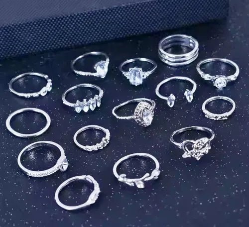 Anillos Set 15 Mujer Moderno Boho Hippie Chic - Quierox - Tienda Online