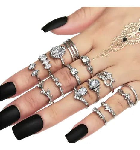 Anillos Set 15 Mujer Moderno Boho Hippie Chic - Quierox - Tienda Online