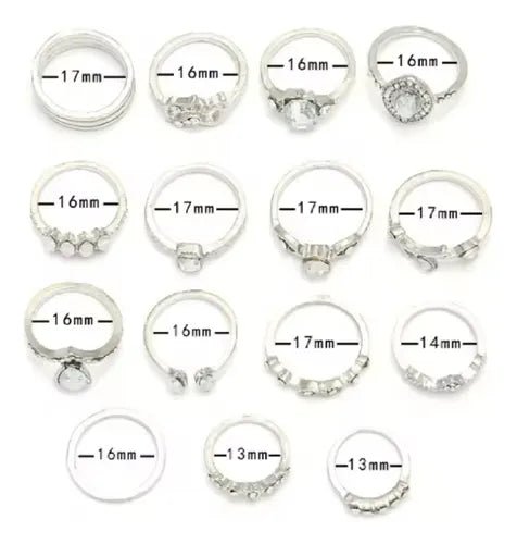 Anillos Set 15 Mujer Moderno Boho Hippie Chic - Quierox - Tienda Online