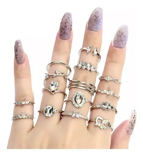 Anillos Set 15 Mujer Moderno Boho Hippie Chic - Quierox - Tienda Online