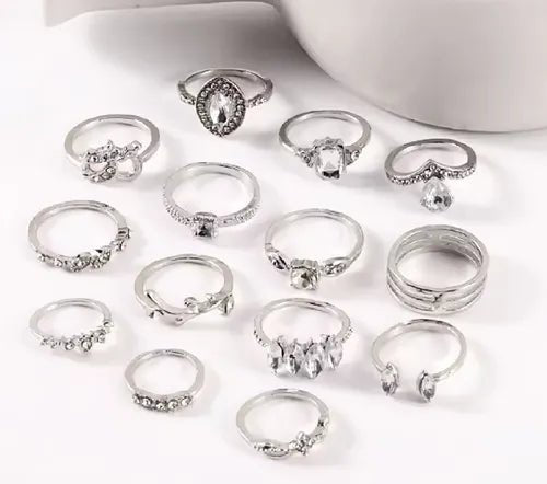 Anillos Set 15 Mujer Moderno Boho Hippie Chic - Quierox - Tienda Online