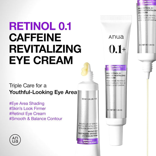 ANUA Retinol 0.1 Crema revitalizante de ojos con cafeína, para hidratación - Quierox - Tienda Online