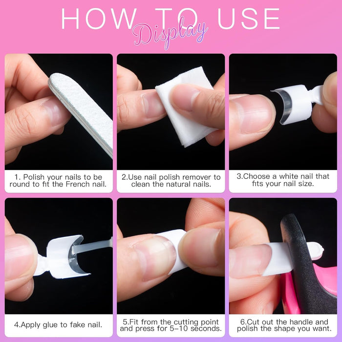 AORAEM - Uñas postizas blancas francesas, 120 unidades, estilo francés corto, acrílicas, 12 tamaños - Quierox - Tienda Online