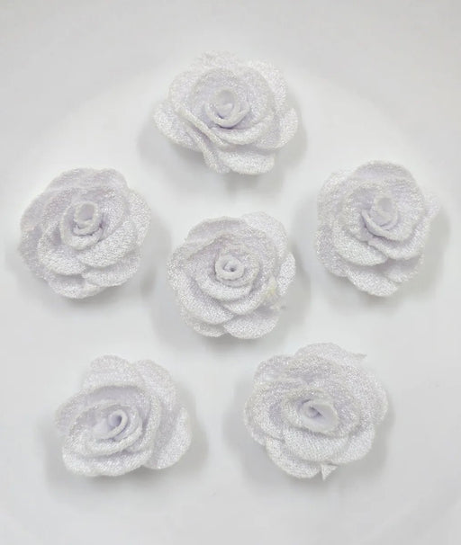 Apliques de flores de tela de 3 cm de poliéster - 10 piezas blancas - Quierox - Tienda Online