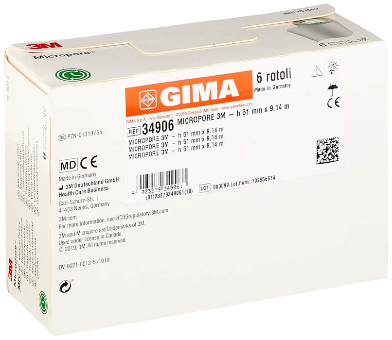 Apósito de papel delicado 3M Micropore™ 5, 10 cm x 9,14 m, paquete de 6 - Quierox - Tienda Online