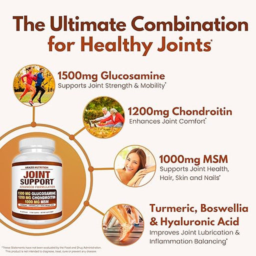 Arazo Nutrition Glucosamina Condroitina Cúrcuma MSM Boswellia - Quierox - Tienda Online
