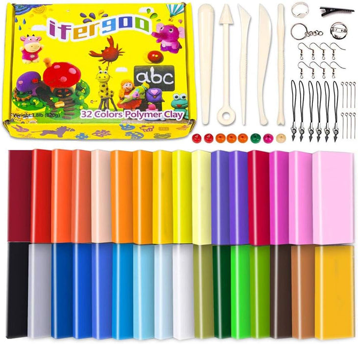 Arcilla del polímero iFergoo 32 bloques de arcilla de colores para horno para modelar - Quierox - Tienda Online