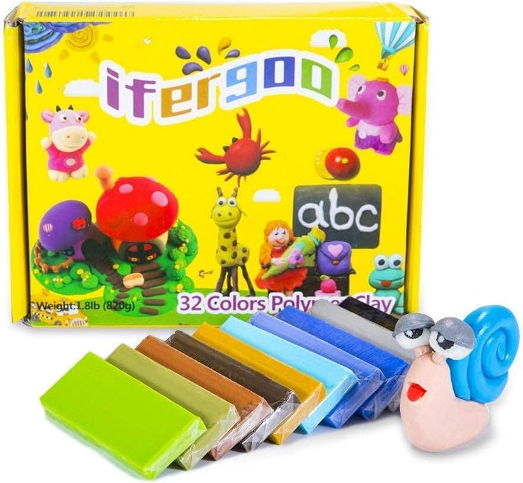 Arcilla del polímero iFergoo 32 bloques de arcilla de colores para horno para modelar - Quierox - Tienda Online
