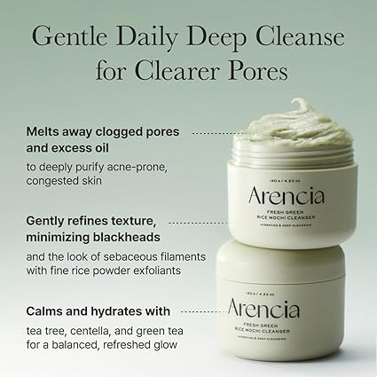 Arencia Limpiador Facial de Arroz Coreano Mochi - Jabón para la Cara, Exfoliante 120g - Quierox - Tienda Online