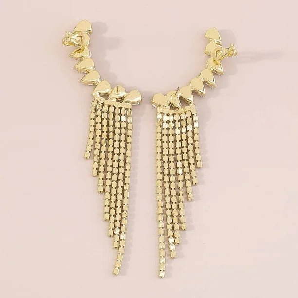 Aretes colgantes de borla larga con diamantes de imitación geométricos - Quierox - Tienda Online