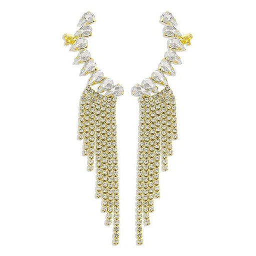 Aretes colgantes de borla larga con diamantes de imitación geométricos - Quierox - Tienda Online