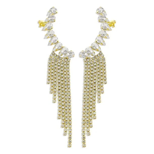 Aretes colgantes de borla larga con diamantes de imitación geométricos - Quierox - Tienda Online