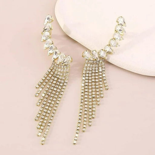 Aretes colgantes de borla larga con diamantes de imitación geométricos - Quierox - Tienda Online