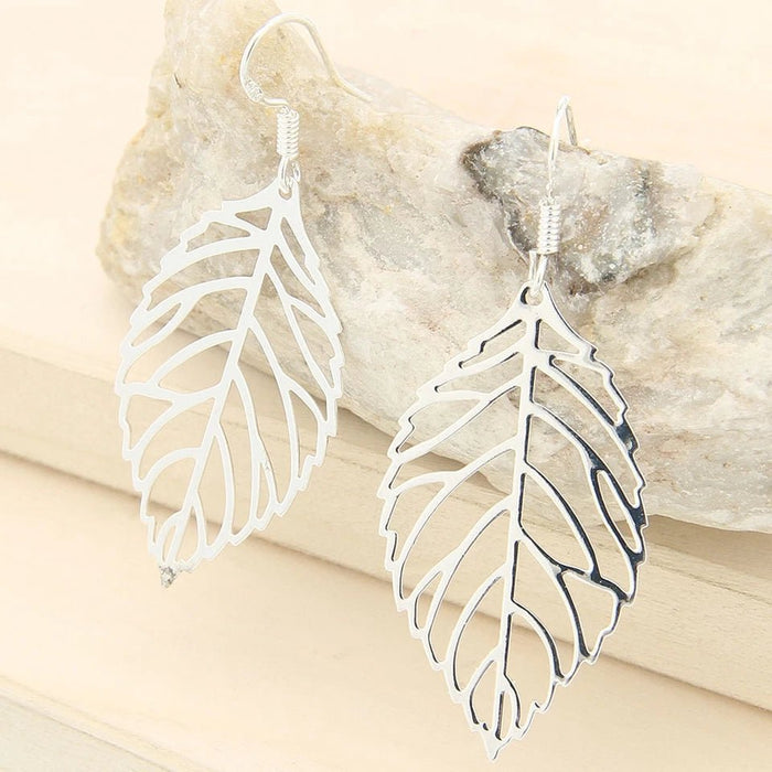 Aretes colgantes de hoja de metal bohemios - Quierox - Tienda Online