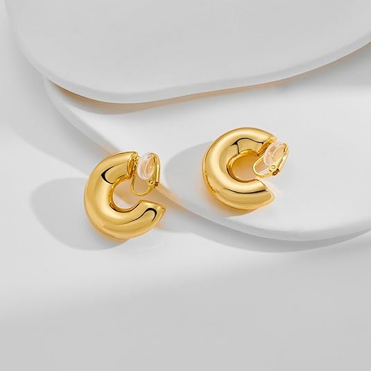 Aretes de aro gruesos , aros abiertos ligeros, sin perforaciones, para mujer - Quierox - Tienda Online
