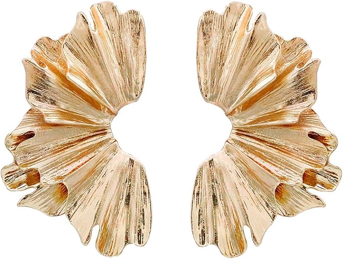 Aretes de oro con flores escultóricas para mujer - Quierox - Tienda Online