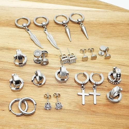 15 Pares De Aretes Para Hombres, Kit De Aretes De Moda Para Hombres Y