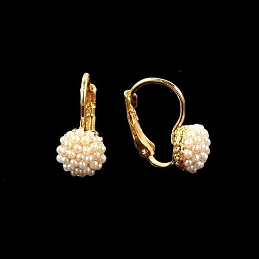 Aretes para mujer diseño redondo de perlas de imitación con cierre de palanca - Quierox - Tienda Online