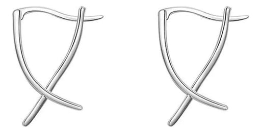 Aretes Plateados Cruzados Estilo Moderno Elegante - Quierox - Tienda Online