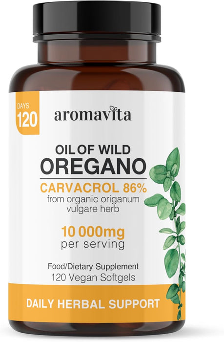 Aromavita Cápsulas de aceite de orégano silvestre vegano orgánico, 86 - 90% de carvacrol - Quierox - Tienda Online