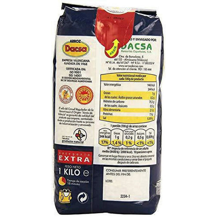 Arroz Rice Dacsa Round Rice D.O. Valencia - 2 bags of 2.2 LBs - Quierox - Tienda Online
