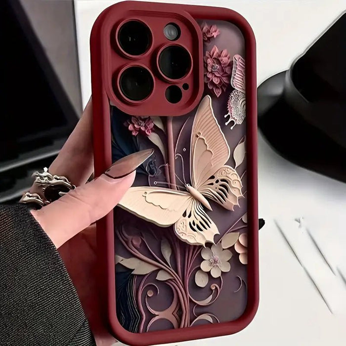 Arte de relieve pintado Mariposa con escarcha Funda para iPhone XR - Quierox - Tienda Online