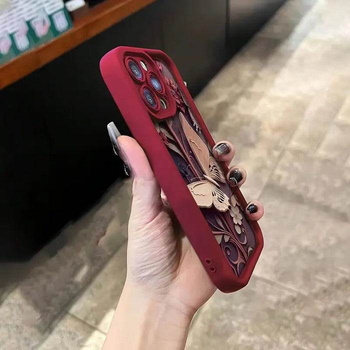 Arte de relieve pintado Mariposa con escarcha Funda para iPhone XR - Quierox - Tienda Online