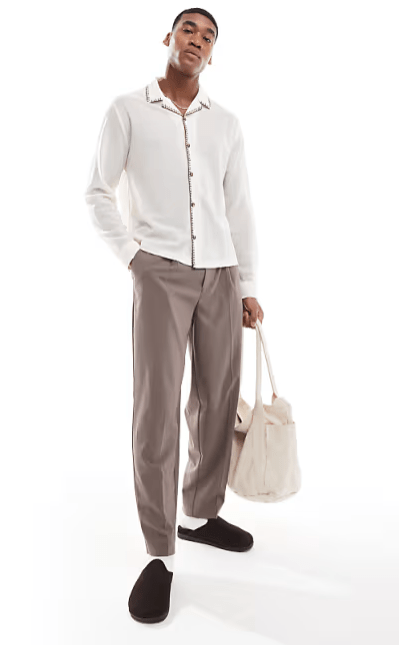 ASOS DESIGN Camisa holgada con solapas y detalle de pespuntes en contraste - Quierox - Tienda Online