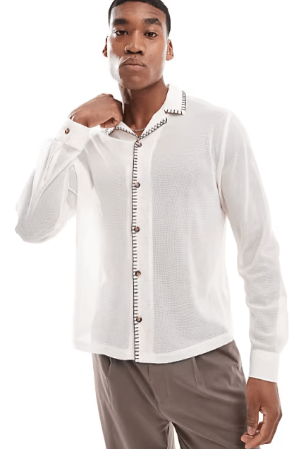 ASOS DESIGN Camisa holgada con solapas y detalle de pespuntes en contraste - Quierox - Tienda Online