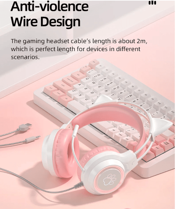 Auriculares con cable SY - G35 con orejas de gato micrófono con cancelación de ruido - Quierox - Tienda Online