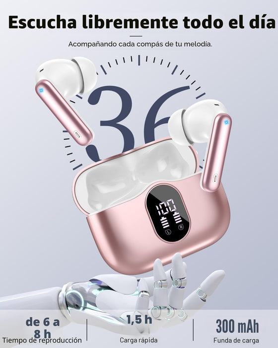 Auriculares inalámbricos, Bluetooth, con graves y micrófono con cancelación de ruido - Quierox - Tienda Online
