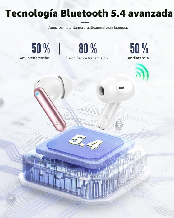 Auriculares inalámbricos, Bluetooth, con graves y micrófono con cancelación de ruido - Quierox - Tienda Online