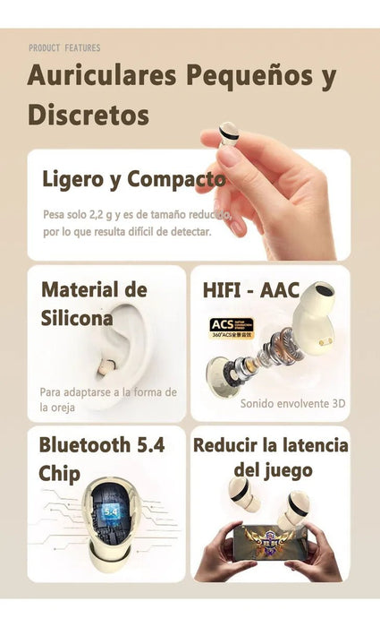Auriculares inalámbricos mini true wireless, auriculares inalámbricos deportivos con estuche de carga - Quierox - Tienda Online