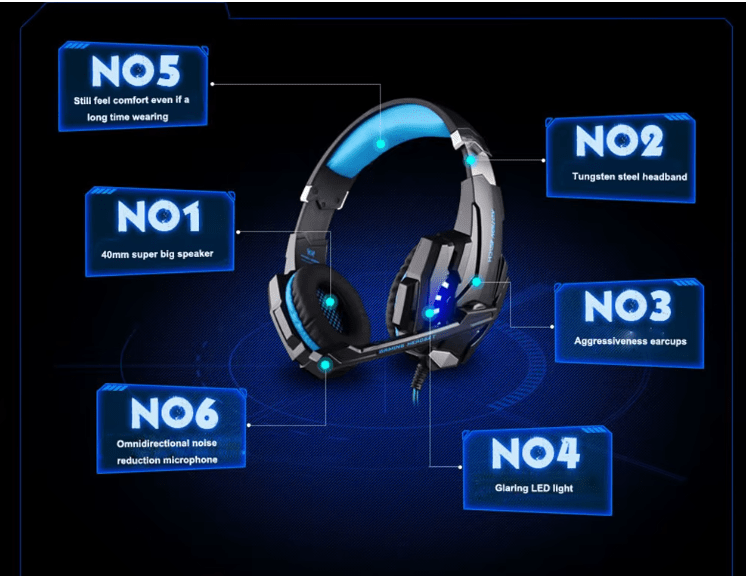 Auriculares para juegos G2000 con cable y sonido brillante, estéreo de graves profundos - Quierox - Tienda Online